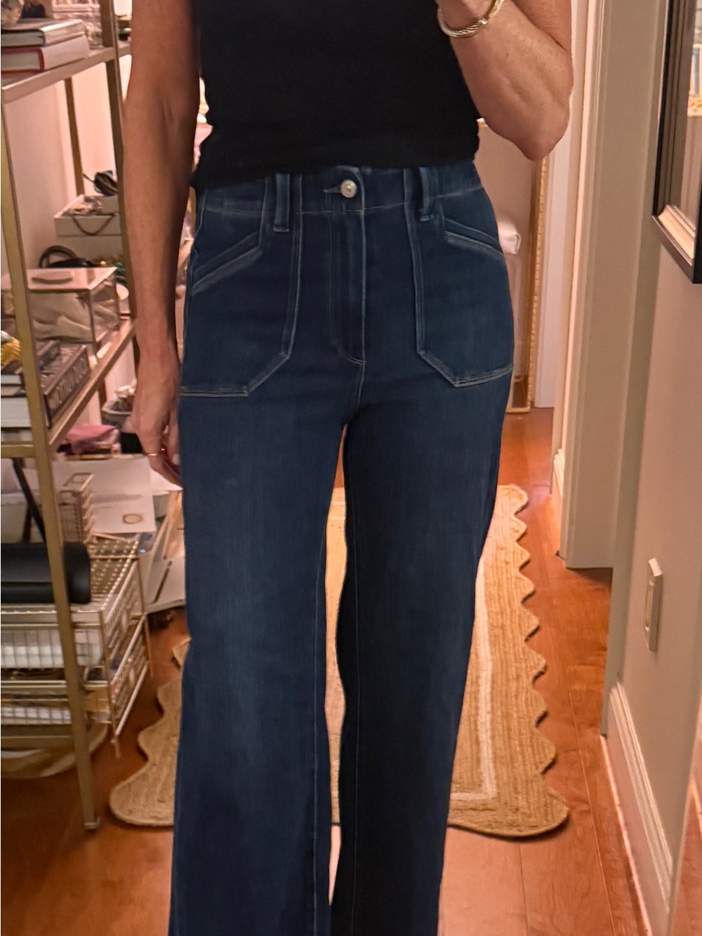 PAIGE Anessa 31” Wide-Leg Jean Welt utility pockets raw hem Live Forever Sz 26 - Picture 5 of 5